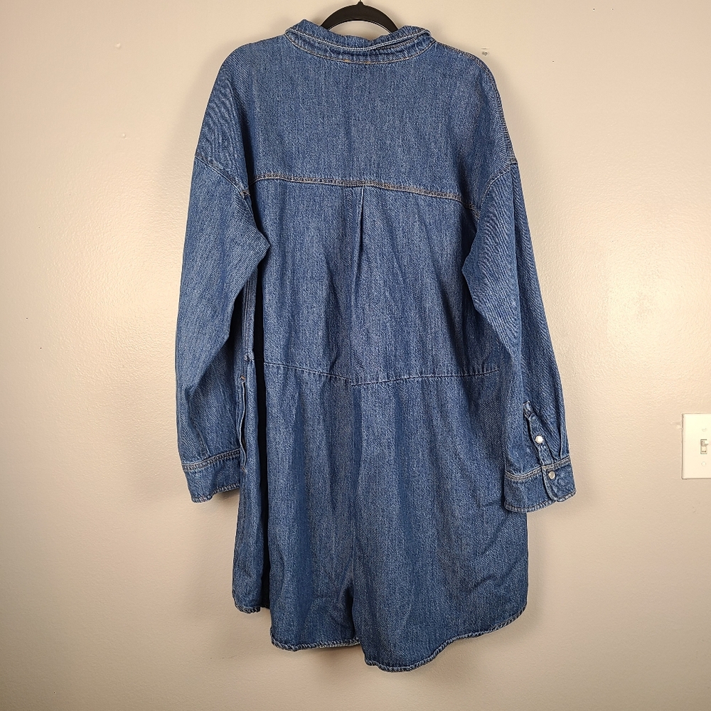 Anthropologie Pilcro Long Sleeve Jean Denim Collared Button Snap Romper XL - Picture 11 of 13